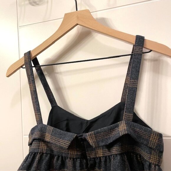 NWOT Hüming Plaid Babydoll Peplum Cropped Tank Top Dark Academia - Picture 9 of 12